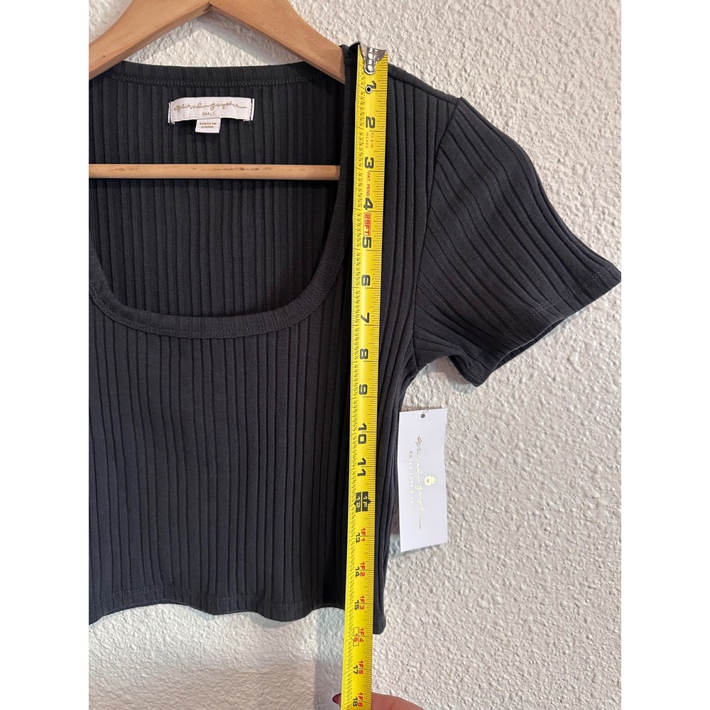 Spiritual Gangster Sedona Rib Top Black Square Neck Crop Small NWT - Picture 7 of 7